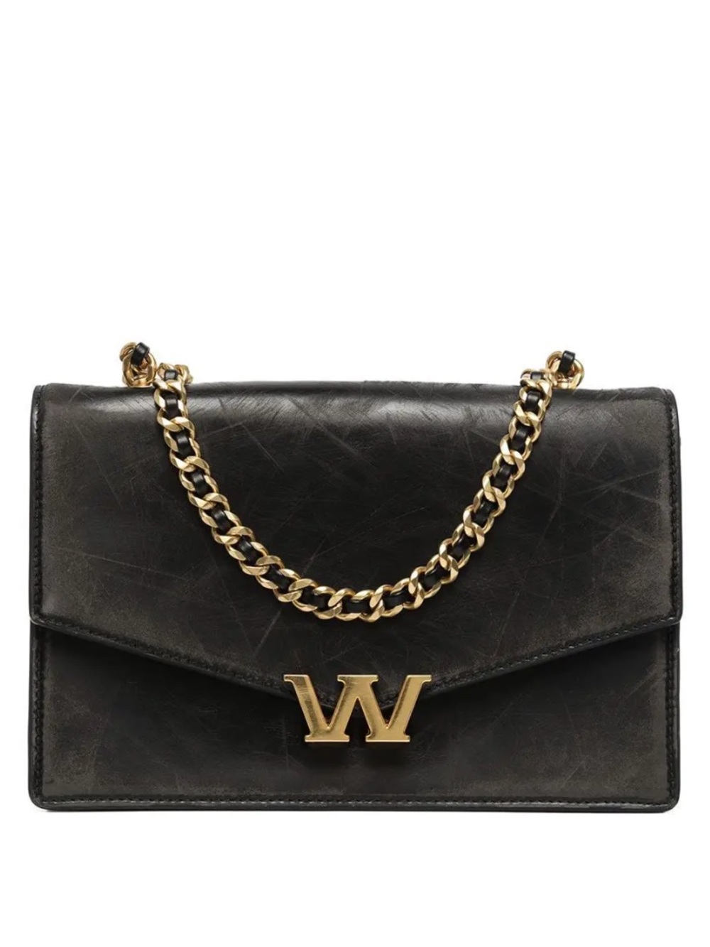 NEW Alexander Wang W Legacy Chain Shoulder Bag/Purse in Black Distressed Leather